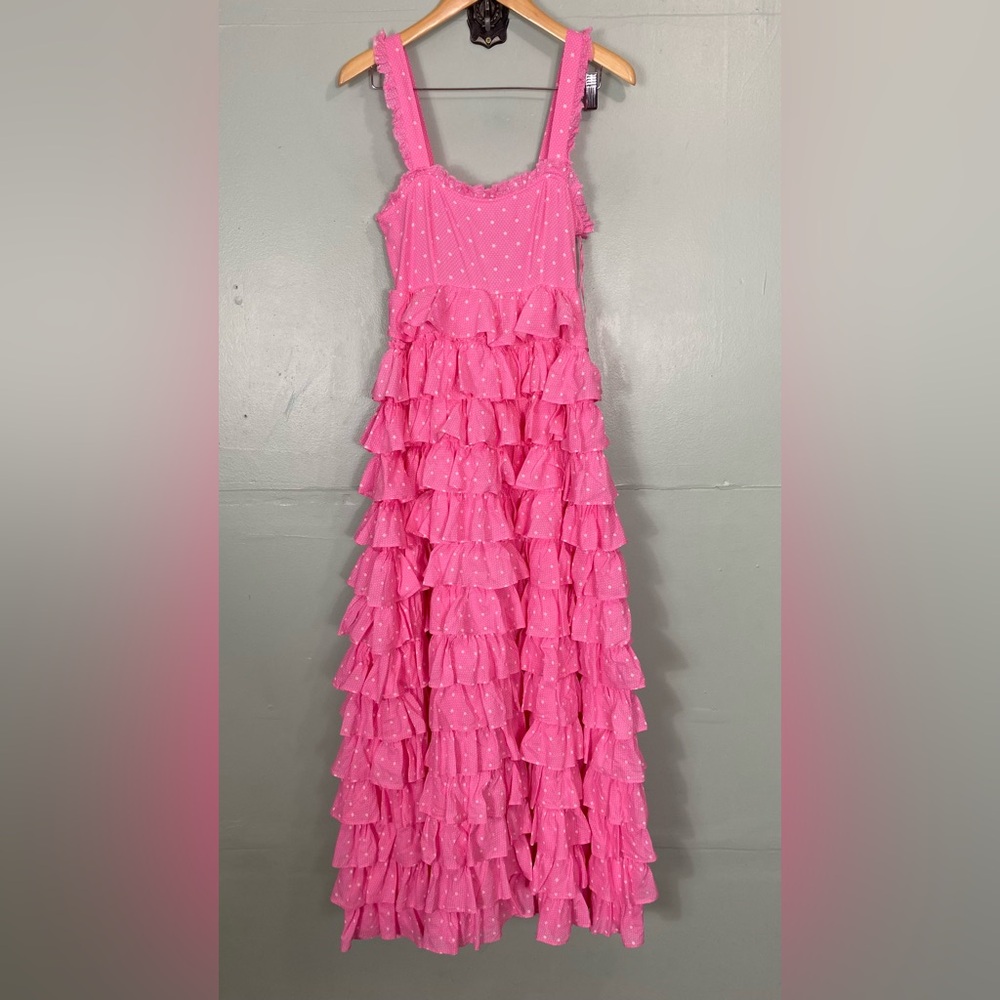 Loveshackfancy Idra Dress Ruffle Maxi Polka Dot Pink Sleeveless‎ - Picture 2 of 8